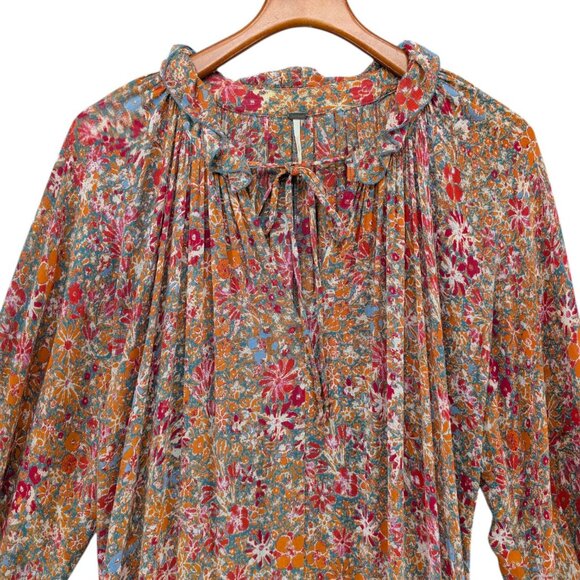 Free People Feeling Groovy Maxi Dress Multicolor Floral Cottagecore Tiered Sz M - Picture 3 of 11